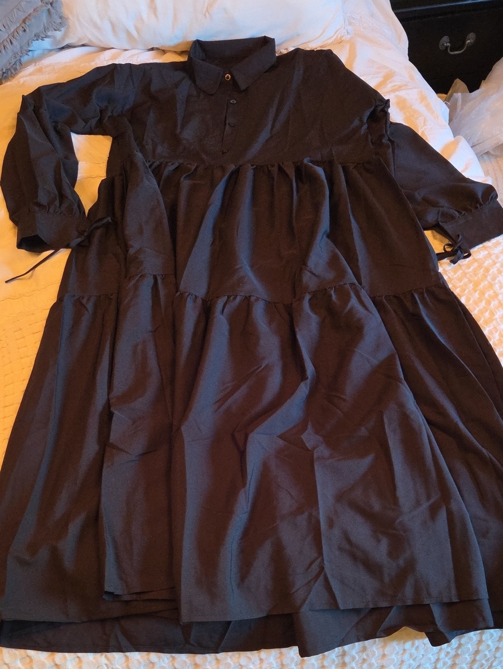 Amazon Long Sleeve Tiered Dress - Black